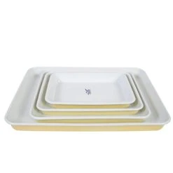 Falcon - Enamel Baking Tray Deluxe Yellow & White Set 4pce