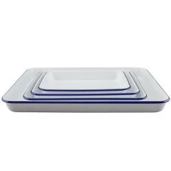 Falcon - Enamel Baking Tray White & Blue Set 4pce