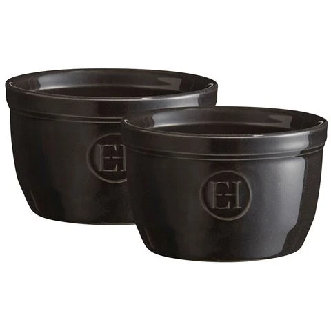 Emile Henry - Ramekins Charcoal 9cm Set 2pce 3 Emile Henry - Ramekins Charcoal 9cm Set 2pce