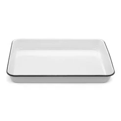 Falcon - Enamel Bake Tray Rectangular White & Black 24cm