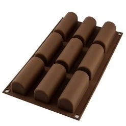 Silikomart - Midi Buche Silicone Mould 9 Cup Brown