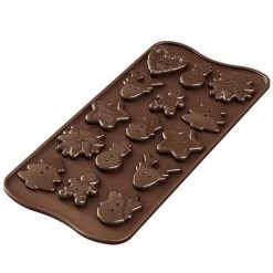 Silikomart - Christmas Choco Buttons Silicone Mould Brown
