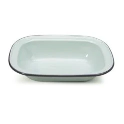 Falcon - Enamel Pie Dish Pastel Blue & Grey Rim 24cm