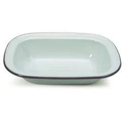 Falcon - Enamel Pie Dish Pastel Blue & Grey Rim 28cm