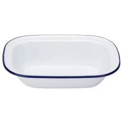 Falcon - Enamel Pie Dish White & Blue 32cm