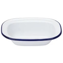 Falcon - Enamel Pie Dish White & Blue 16cm