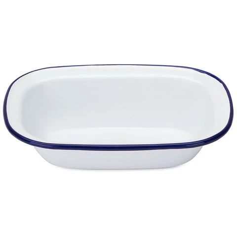 Falcon - Enamel Pie Dish White & Blue 20cm 3 Falcon - Enamel Pie Dish White & Blue 20cm