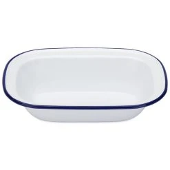 Falcon - Enamel Pie Dish White & Blue 24cm
