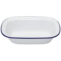 Falcon - Enamel Pie Dish White & Blue 28cm