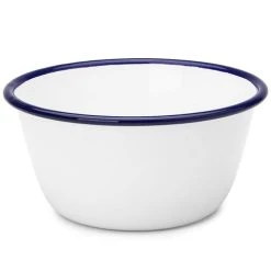 Falcon - Enamel Pudding Basin White & Blue 14cm