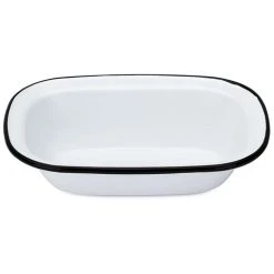 Falcon - Enamel Pie Dish White & Black Rim 20x4.5x14.5cm