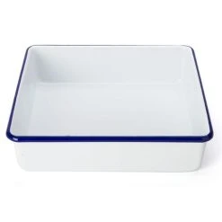 Falcon - Enamel Cake Pan White & Blue 24cm