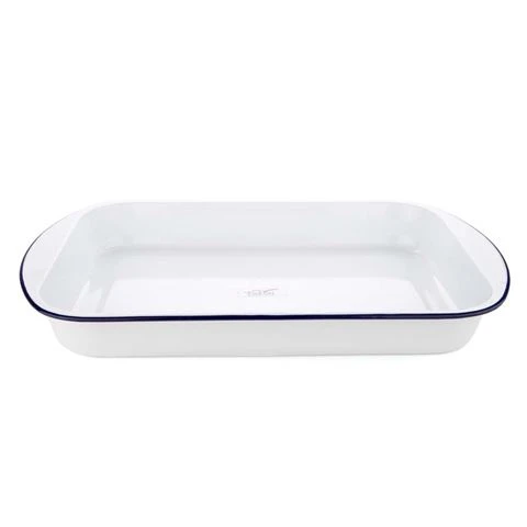 Falcon - Enamel Lasagna Pan White & Blue 3 Falcon - Enamel Lasagna Pan White & Blue