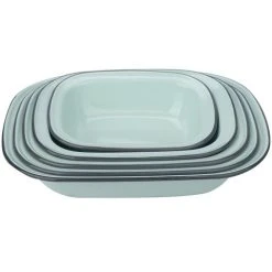 Falcon - Enamel Pie Dish Pastel Blue & Grey Set 5pce