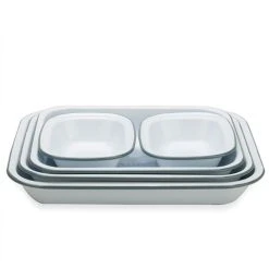Falcon - Enamel Baking Dish White & Grey Set 5pce