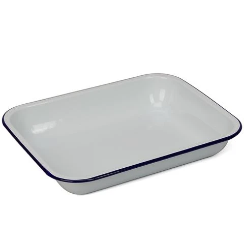 Falcon - Enamel Bake Dish White & Blue 3 Falcon - Enamel Bake Dish White & Blue