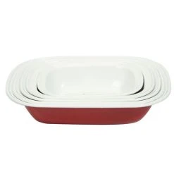 Falcon - Enamel Pie Dish Deluxe Red/White Set 5pce