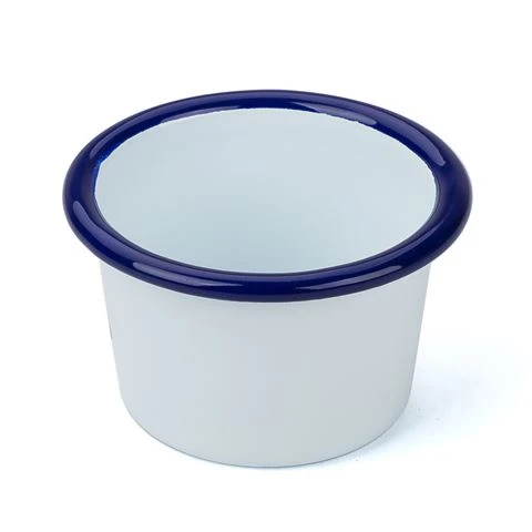Falcon - Enamel Mini Ramekin White & Blue 6cm 3 Falcon - Enamel Mini Ramekin White & Blue 6cm