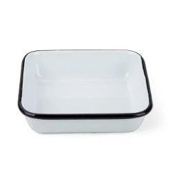 Falcon - Enamel Square Dish White & Black 12cm