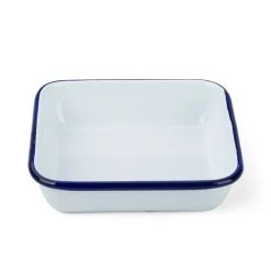 Falcon - Enamel Square Dish White & Blue 12cm