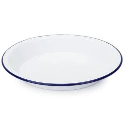 Falcon - Enamel Pie Plate White & Blue 25cm